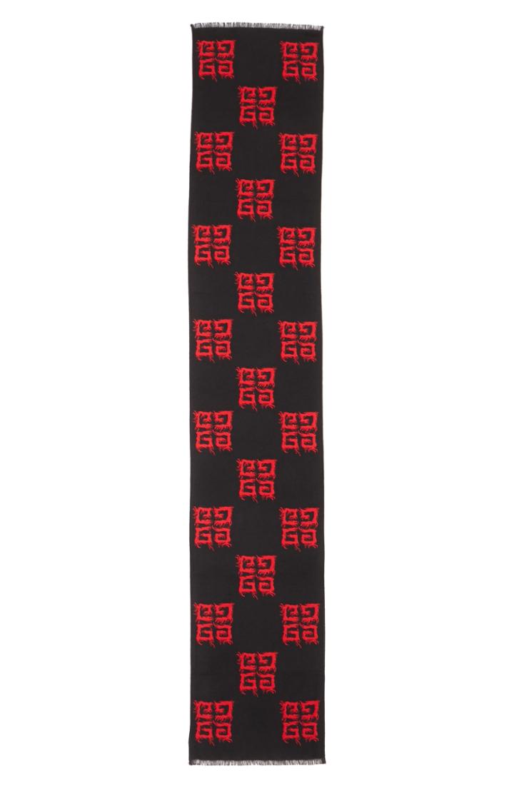 Women's Givenchy Flame Wool & Silk Scarf, Size - Black