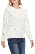 Women's Vince Camuto Rib Pointelle Detail Cotton Blend Sweater - White