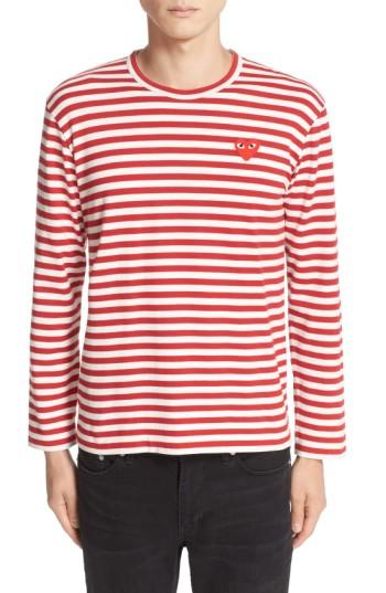 Men's Comme Des Garcons Play Stripe Long Sleeve T-shirt