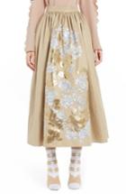 Women's Fendi Floral Stencil Cotton Canvas Ball Skirt Us / 38 It - Beige