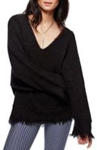 Women's Free People Irresistible Fringe Trim Sweater - Black