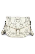 Sole Society 'kianna' Perforated Faux Leather Crossbody Bag - Ivory