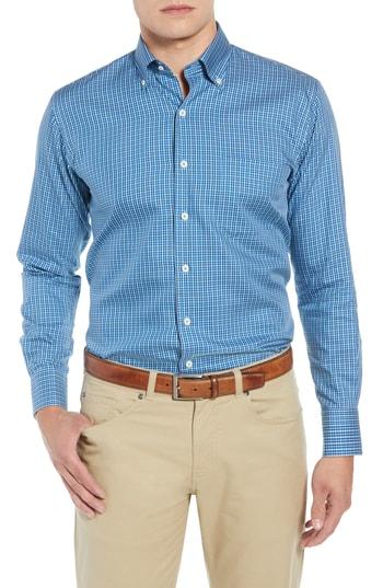 Men's Peter Millar Crown Soft Townlands Regular Fit Multicheck Sport Shirt - Blue