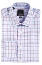 Men's David Donahue Trim Fit Plaid Dress Shirt .5 32/33 - Purple