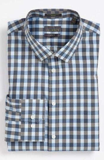 Men's Calibrate Extra Trim Fit Non Iron Gingham Dress Shirt