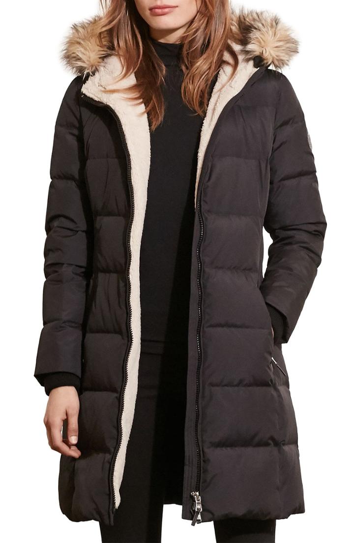 Petite Women's Lauren Ralph Lauren Quilted Parka P - Black