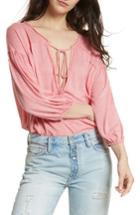 Women's Free People Just A Henley Linen Blend Top - Pink