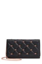 Women's Ted Baker London Quilted Bow Leather Matinee Wallet On A Chain - Black