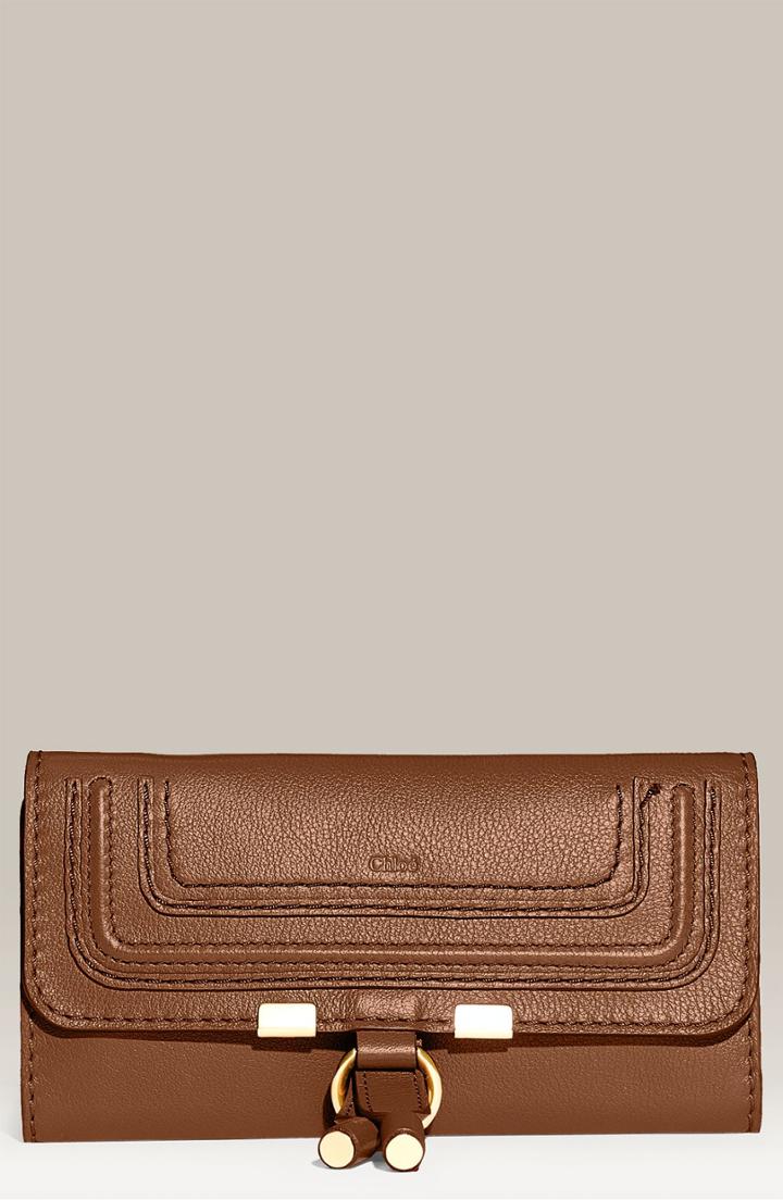 Women's Chloe Marcie - Long Leather Flap Wallet - Brown