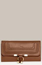 Women's Chloe Marcie - Long Leather Flap Wallet - Brown