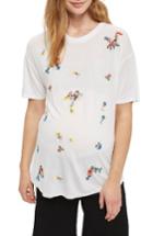 Women's Topshop Floral Embroidered Maternity Tee Us (fits Like 0-2) - White