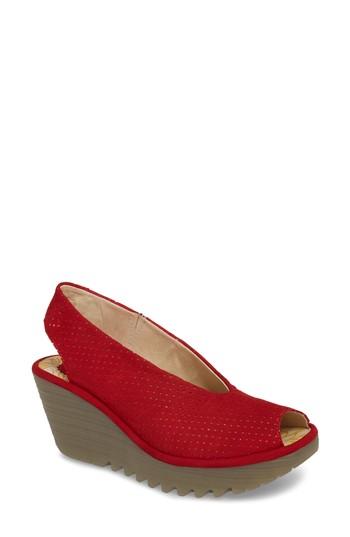 Women's Fly London Yazu Wedge Sandal .5-6us / 36eu - Red