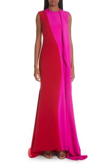 Women's Christian Siriano Side Drape Two-tone Gown - Red