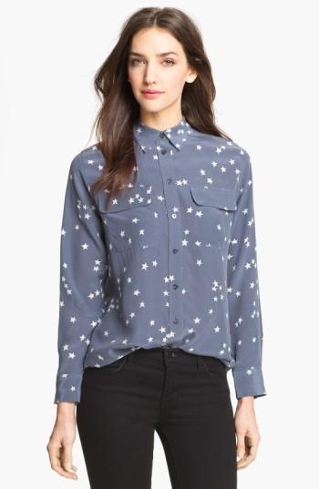 Women's Equipment 'starry Night' Silk Shirt - Blue