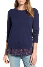 Petite Women's Nydj Layered Look Sweater, Size P - Blue