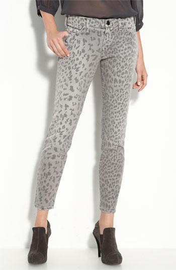 Current/Elliott 'The Stiletto' Leopard Print Stretch Jeans (Grey Leopard Wash) Womens Grey Leopard Size 26