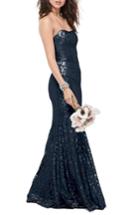 Women's Wtoo Talisa Sequin Mesh Strapless Gown - Blue