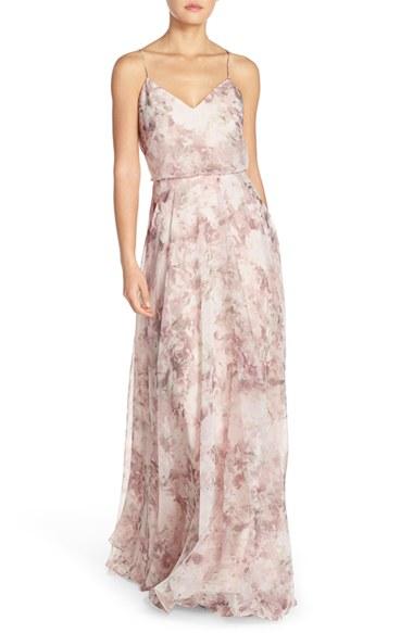 Women's Jenny Yoo Inesse V-neck Chiffon Gown - Purple