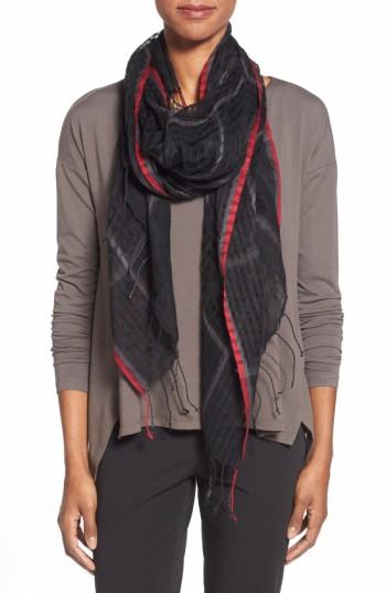 Women's Eileen Fisher Airy Linen Blend Scarf, Size - Black