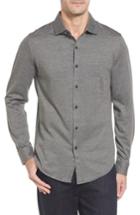 Men's Bugatchi Regular Fit Pique Knit Sport Shirt - Grey
