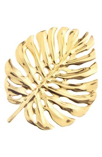 Women's Oscar De La Renta Monstera Leaf Brooch
