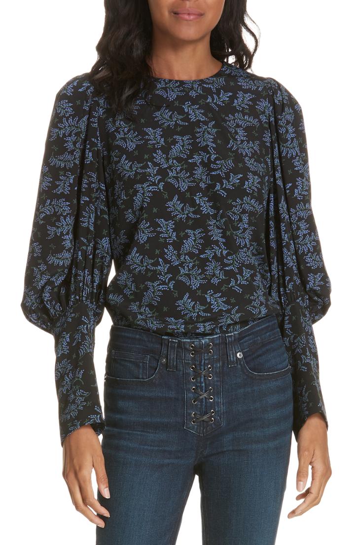 Women's Veronica Beard Clarke Puff Sleeve Top