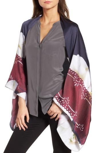 Women's Ted Baker London Gardenia Silk Cape Scarf, Size - Blue