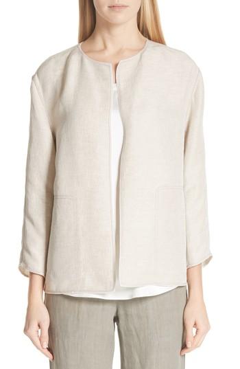 Women's Lafayette 148 New York Milo Textured Jacket, Size - Beige