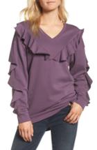 Women's Chelsea28 Ruffle Sweatshirt, Size - Purple