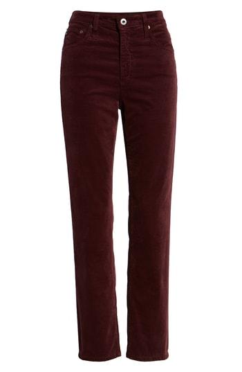 Women's Ag The Isabelle High Waist Ankle Straight Leg Jeans - Burgundy