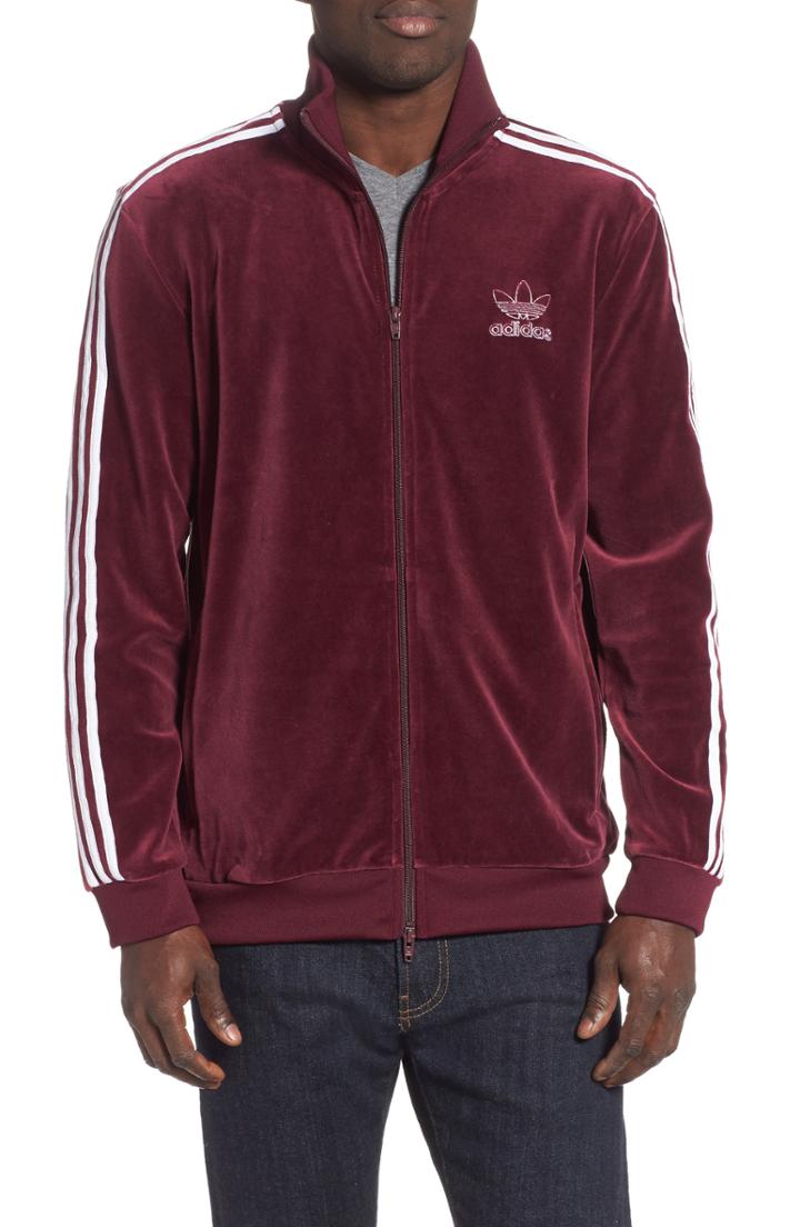 Men's Adidas Originals Velour Bb Track Jacket, Size - Red