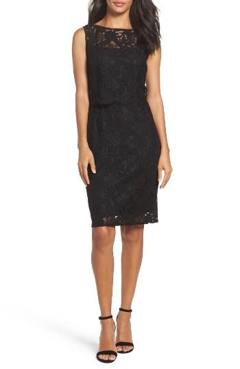 Women's Ellen Tracy Lace Popover Dress - Black