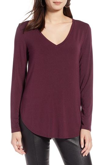 Women's Halogen V-neck Tunic - Burgundy