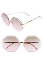 Women's Wildfox Gem 64mm Oversize Geometric Sunglasses - Rose Gold/ Brown-rose Gradient