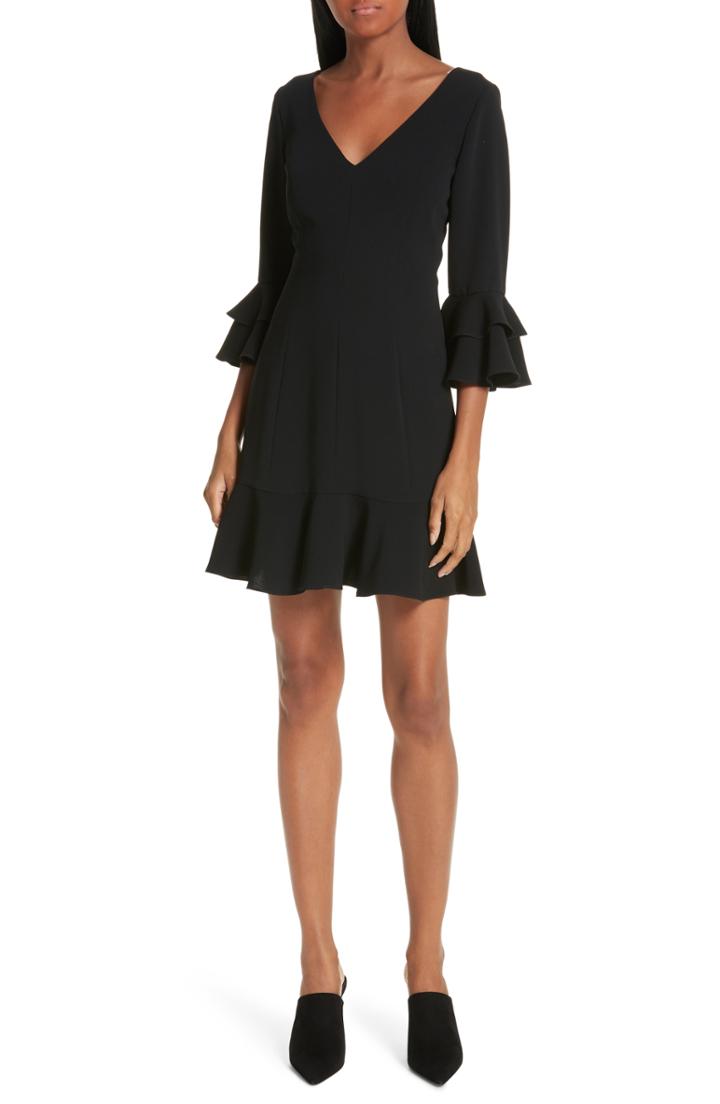 Women's Cinq A Sept Dominique Ruffle Trim Minidress - Black