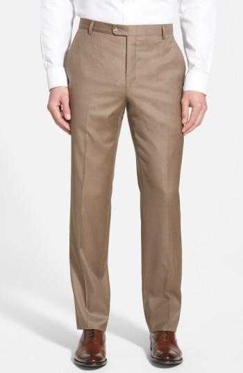 Men's Hickey Freeman Classic B Fit Flat Front Wool Trousers R - Brown