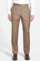 Men's Hickey Freeman Classic B Fit Flat Front Wool Trousers R - Brown