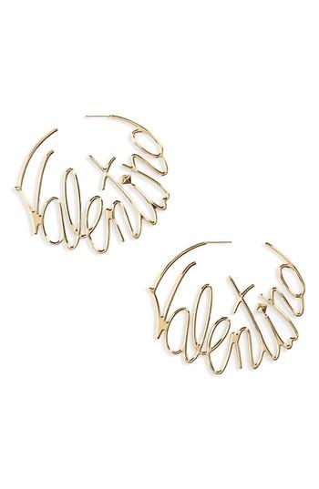 Women's Valentino Logo Script Hoop Earrings