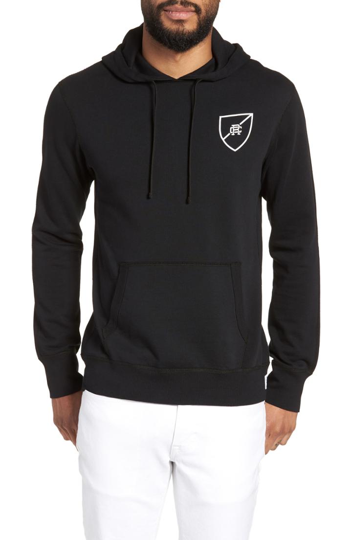 Men's Reigning Champ Shield Logo Hooded Pullover, Size - Black