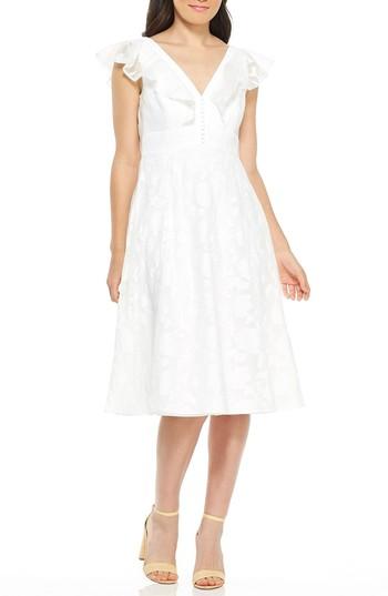 Women's Gal Meets Glam Collection Floral Organza Fit & Flare Dress - White