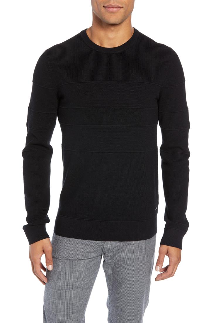 Men's Boss Esanto Structured Slim Fit Sweater - Black