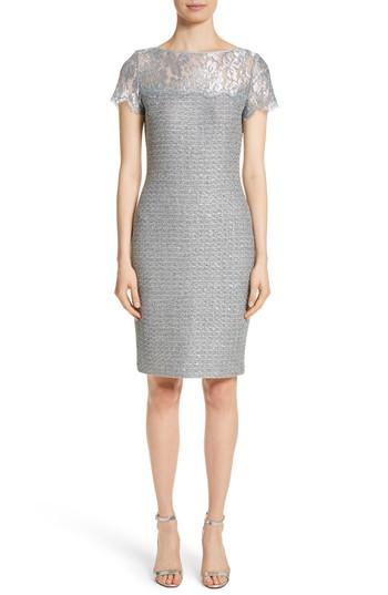 Women's St. John Collection Metallic Sequin Knit Dress - Grey