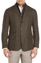 Men's Corneliani Classic Fit Plaid Wool & Cashmere Sport Coat With Removable Liner R Eu - Green