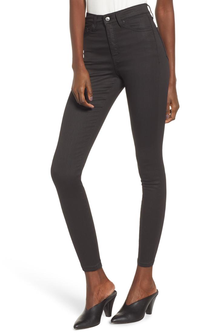 Women's Topshop Jamie Coated Skinny Jeans W X 30l (fits Like 24w) - Black