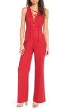 Women's Wayf Cara Lace-up Jumpsuit - Red
