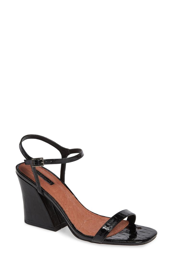 Women's Topshop Remy Block Heel Sandal .5us / 36eu M - Black