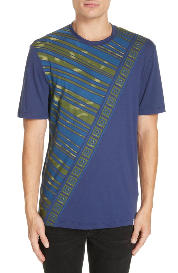 Men's Versace Collection Medusa Diagonal Print Cotton Tee - Blue