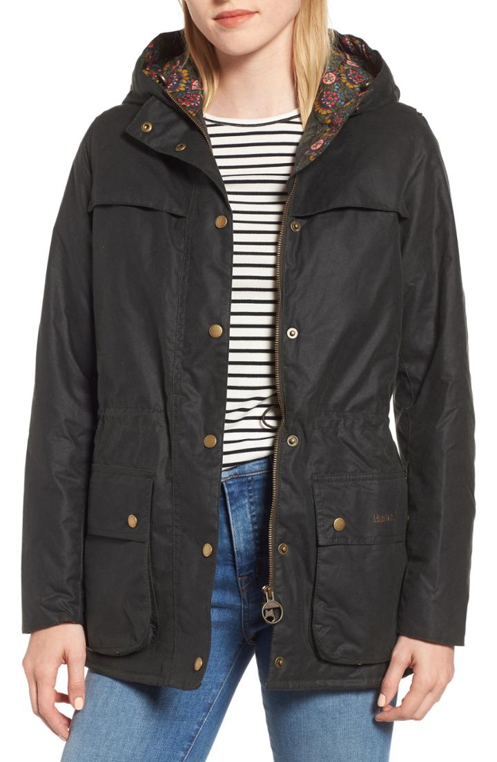 Women's Barbour X Liberty Blaise Hooded Waxed Jacket Us / 12 Uk - Green