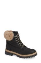 Women's Steve Madden Alaska Lace-up Bootie With Faux Fur Cuff .5 M - Black