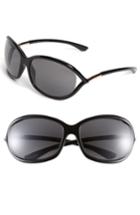 Women's Tom Ford Jennifer 61mm Polarized Open Temple Sunglasses - Shiny Black/ Grey Polarized